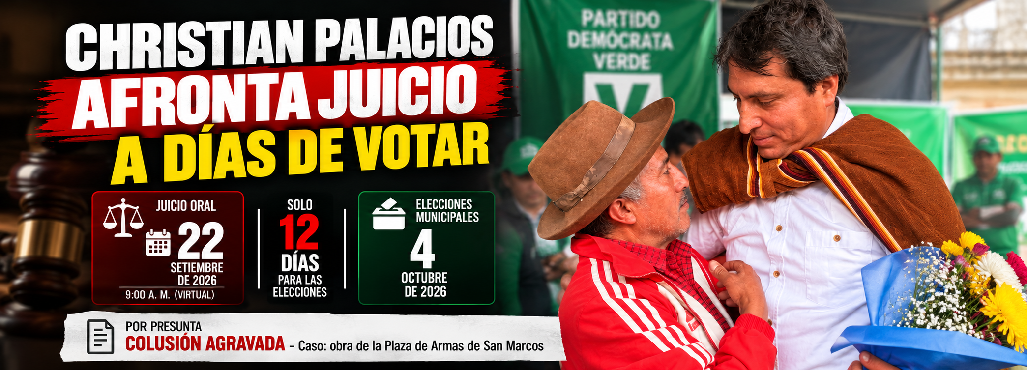 Christian Palacios afronta juicio a días de elecciones