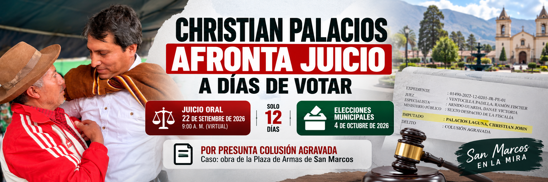 Christian Palacios afronta juicio a días de elecciones