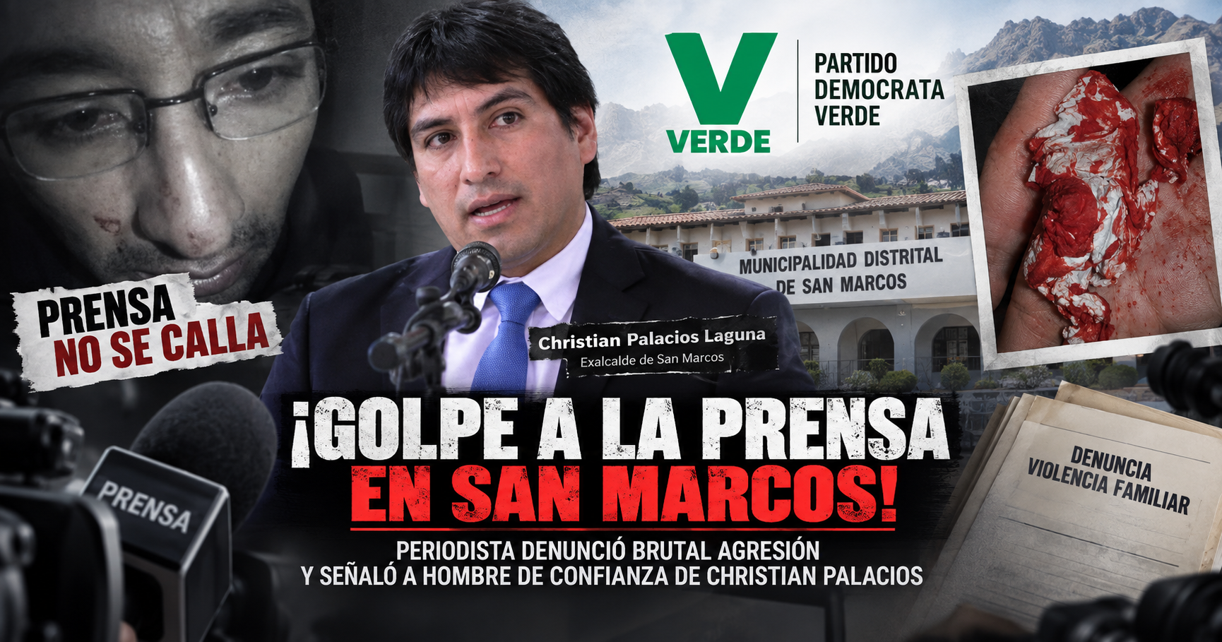 Periodista golpeado tras cuestionar a Christian Palacios