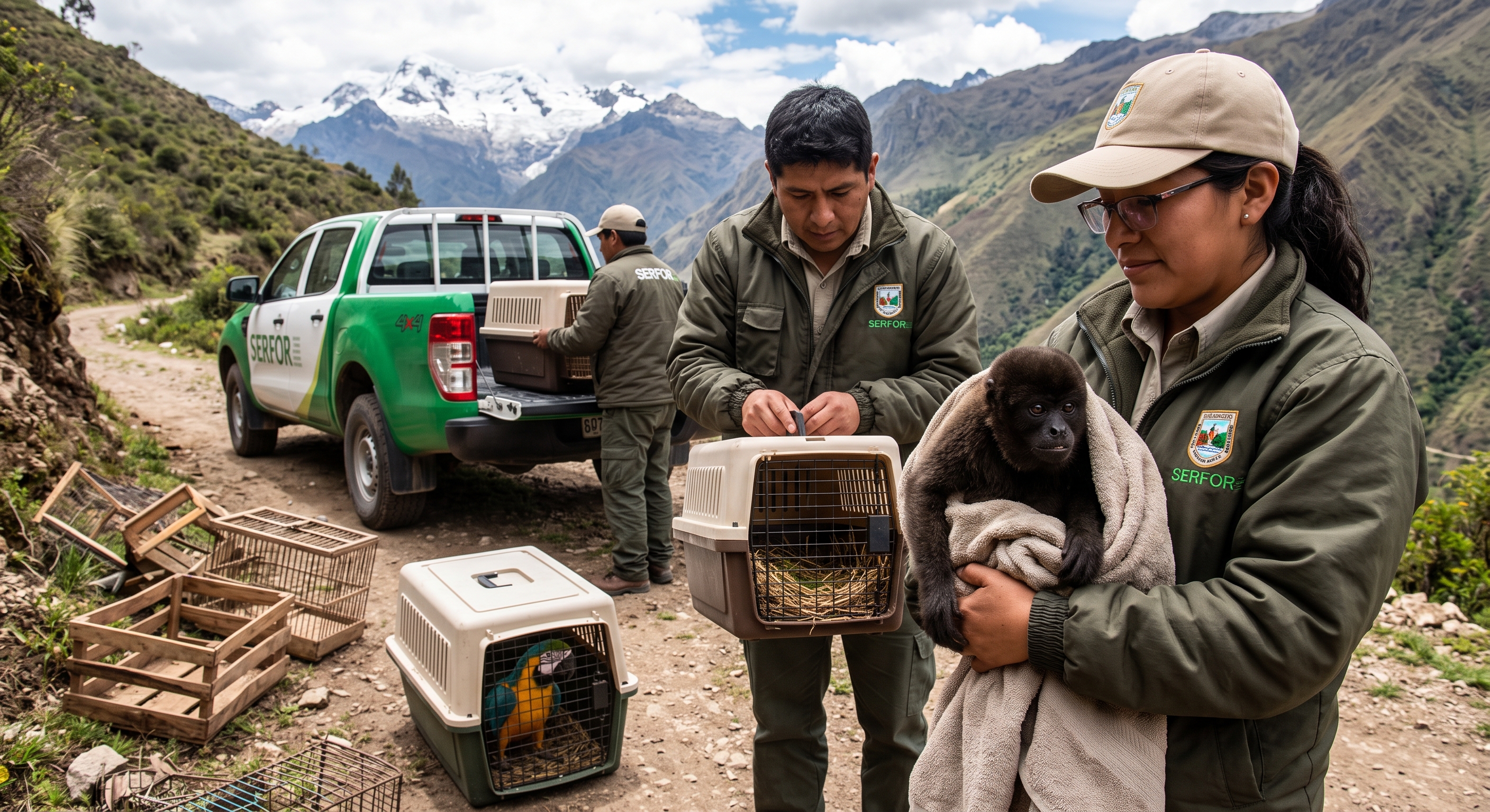 ¡CONTRA EL TRÁFICO ILEGAL! SERFOR RESCATA ANIMALITOS EN ÁNCASH