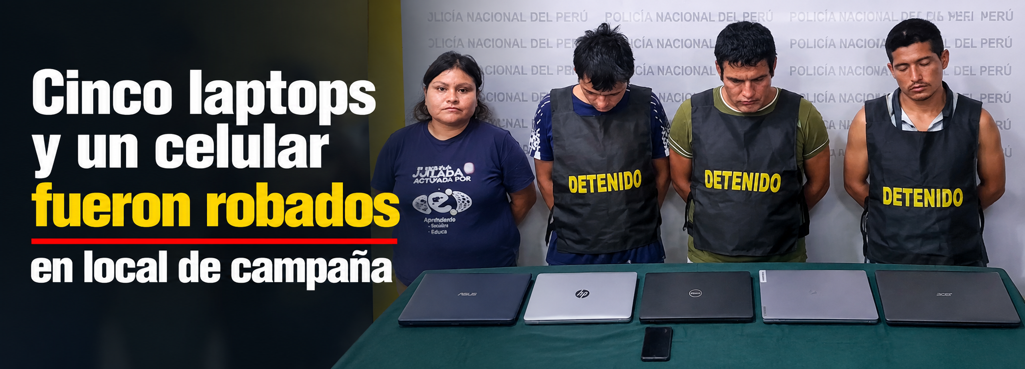 Cinco laptops y un celular fueron robados en local de campaña